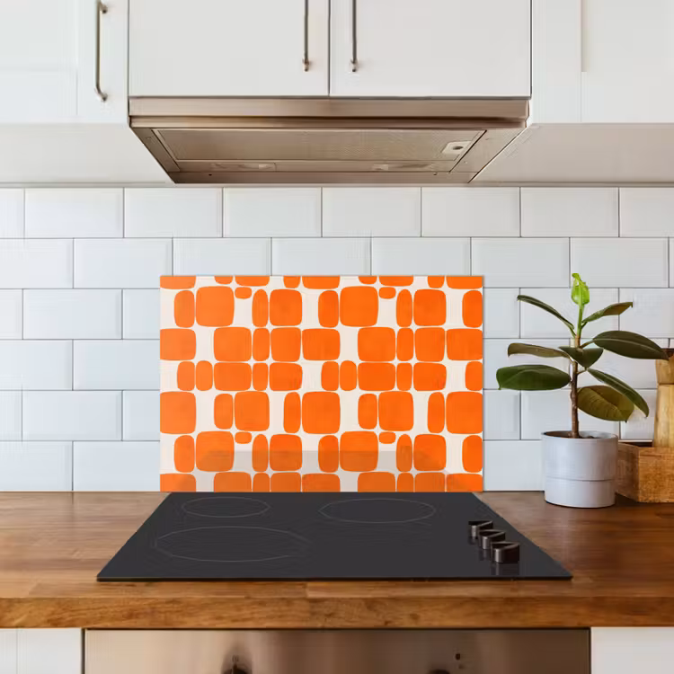 Spatscherm keuken - Patroon - Retro - Oranje — 3