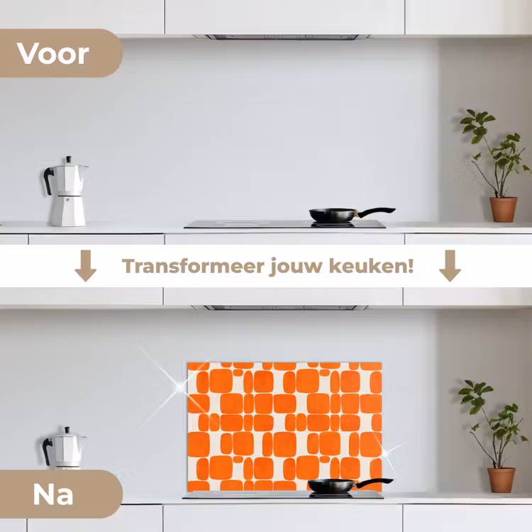 Spatscherm keuken - Patroon - Retro - Oranje — 7