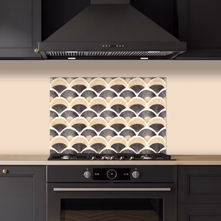 Spatscherm keuken - Waaier - Patroon - Zwart - Beige — 5