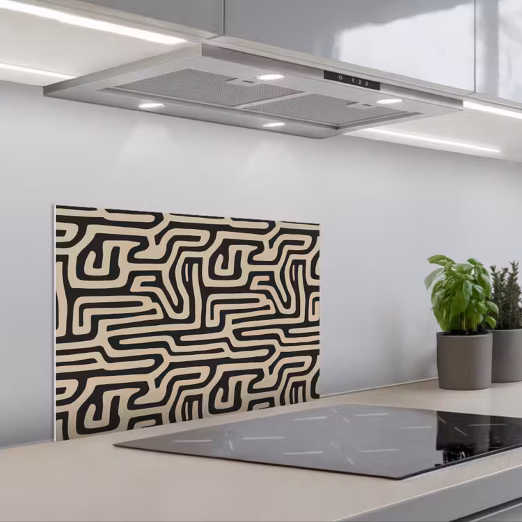 Spatscherm keuken - Grafisch - Lijnen - Zwart — 1
