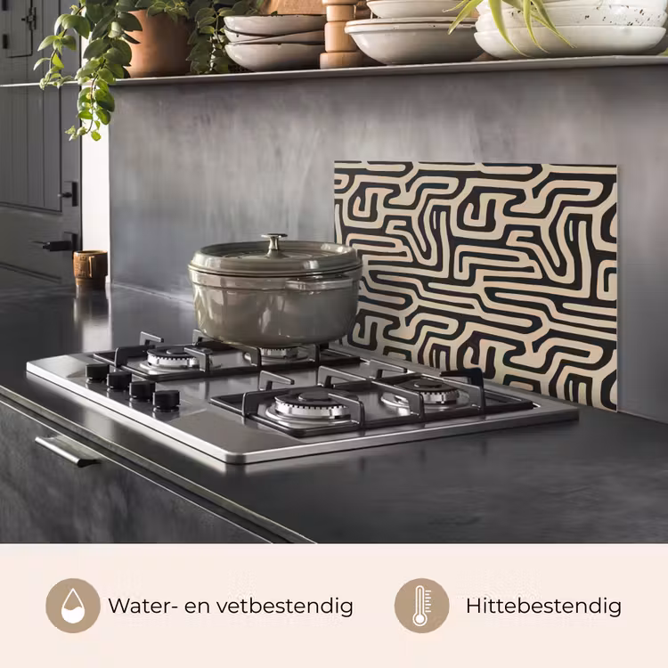 Spatscherm keuken - Grafisch - Lijnen - Zwart — 2