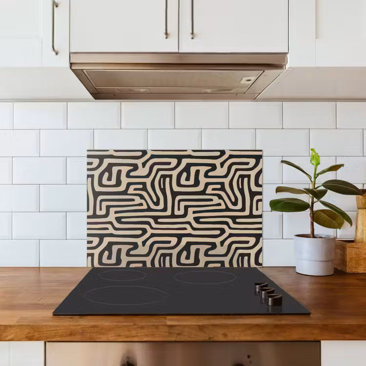 Spatscherm keuken - Grafisch - Lijnen - Zwart — 3