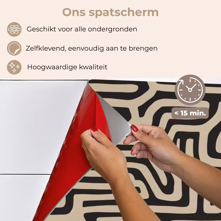 Spatscherm keuken - Grafisch - Lijnen - Zwart — 4