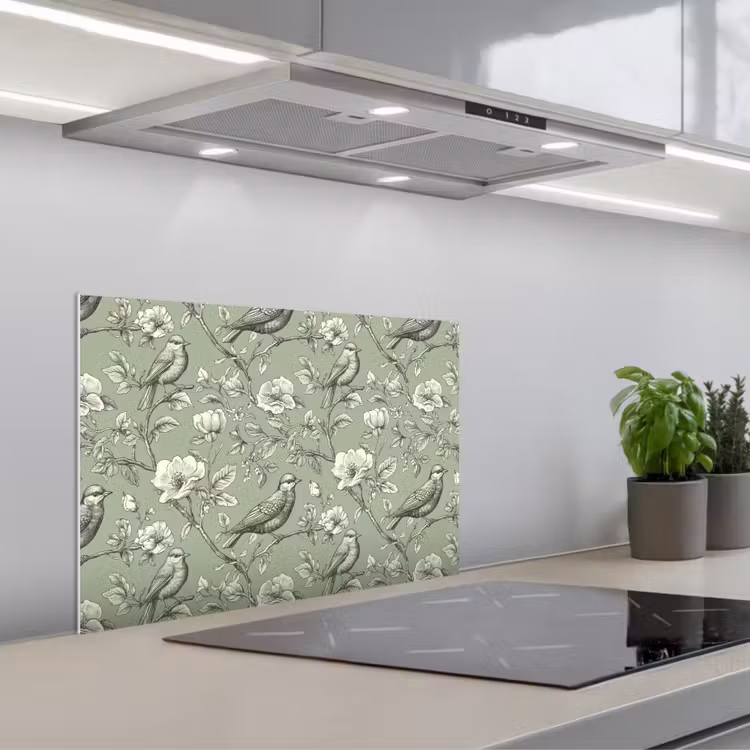 Spatscherm keuken - Klassiek - Botanisch - Groen — 1