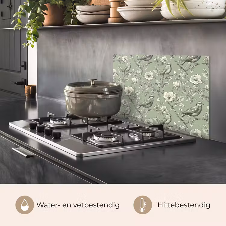 Spatscherm keuken - Klassiek - Botanisch - Groen — 2