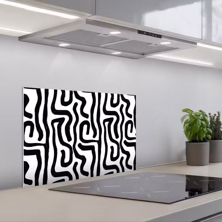 Spatscherm keuken - Modern - Lijnen - Zwart — 1