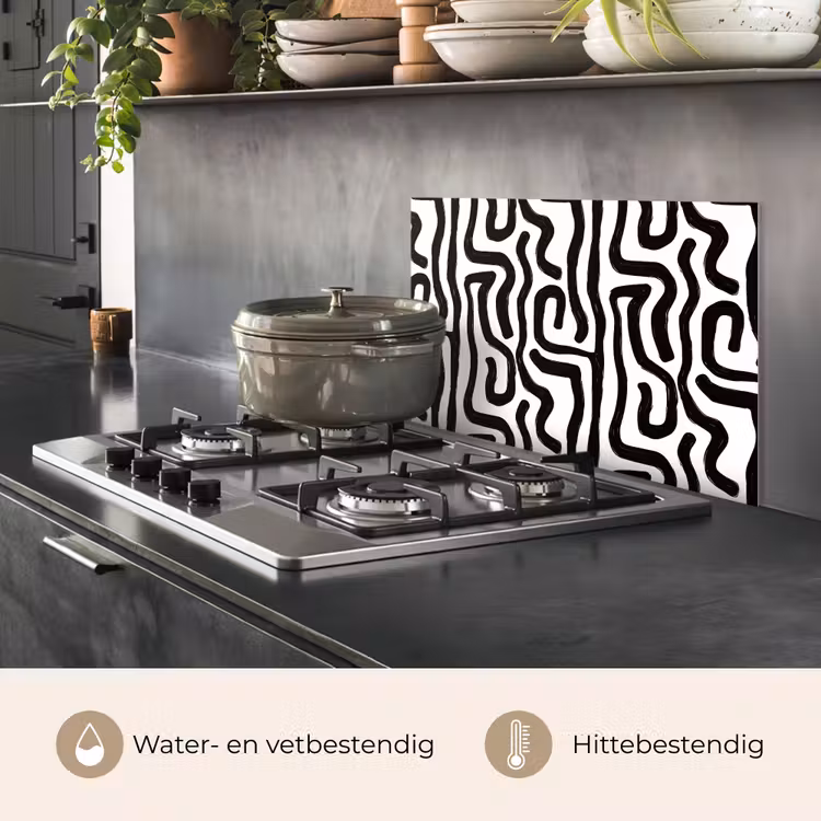 Spatscherm keuken - Modern - Lijnen - Zwart — 2