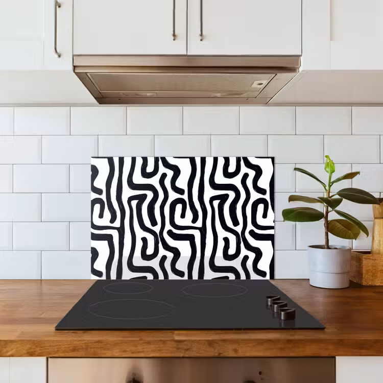 Spatscherm keuken - Modern - Lijnen - Zwart — 3