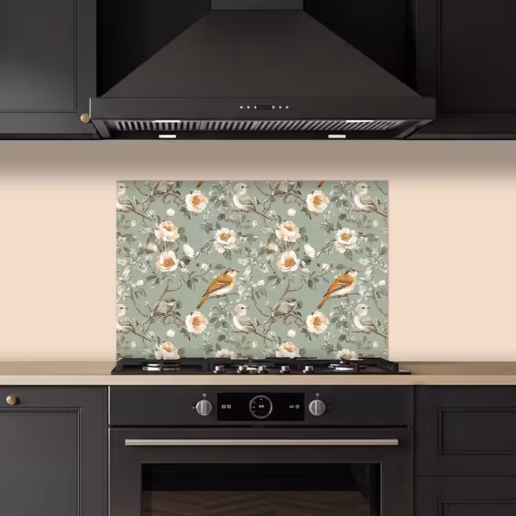 Spatscherm keuken - Roze - Vogels - Kleurrijk — 5