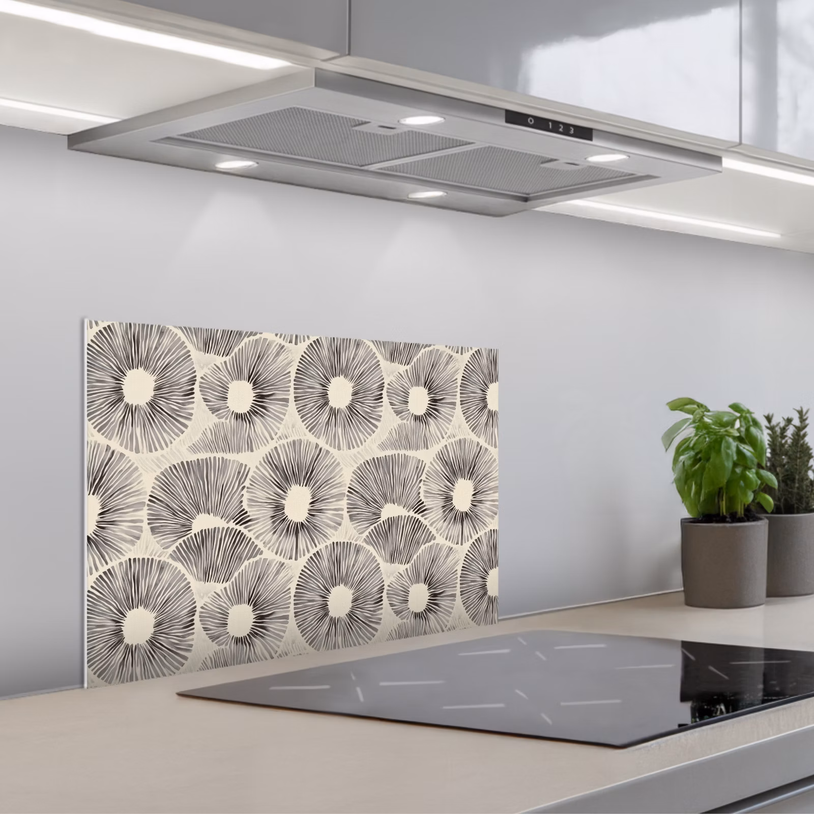 Spatscherm keuken - Cirkels - Patroon - Zwart — 1