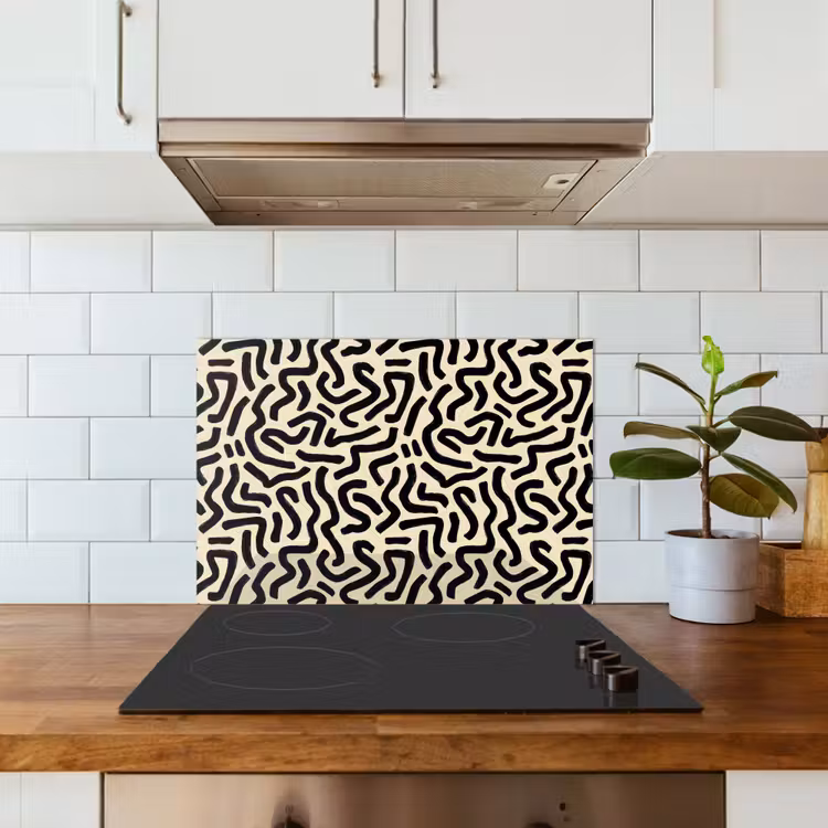 Spatscherm keuken - Abstract - Lijnen - Zwart — 3