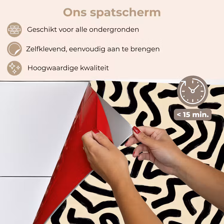 Spatscherm keuken - Abstract - Lijnen - Zwart — 4