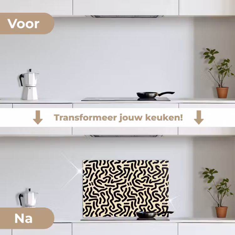 Spatscherm keuken - Abstract - Lijnen - Zwart — 7