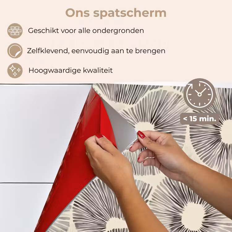 Spatscherm keuken - Cirkels - Patroon - Zwart — 4