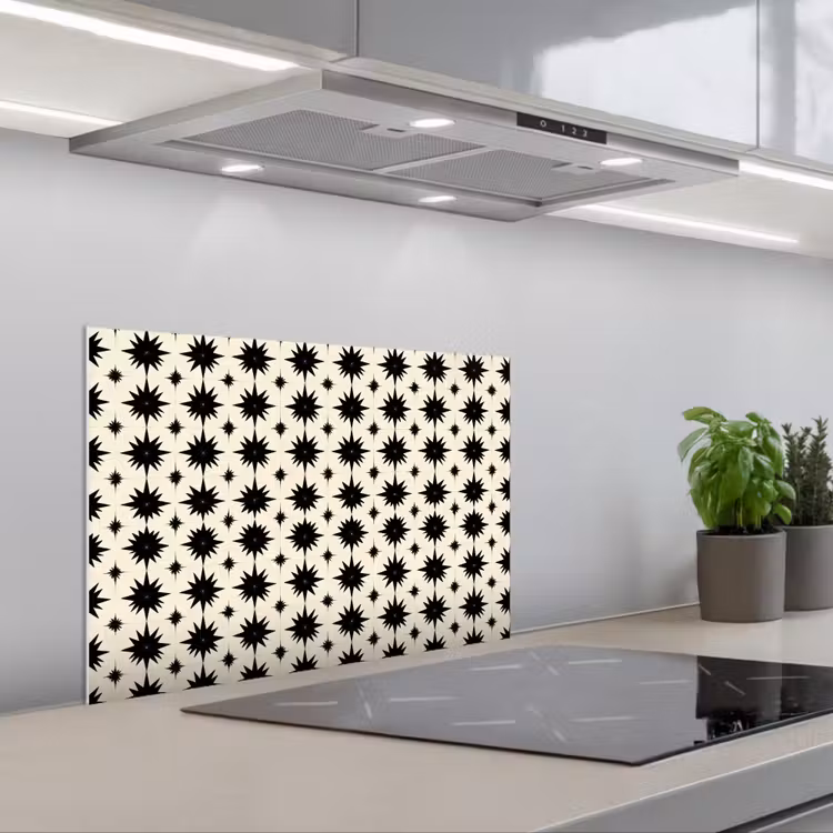 Spatscherm keuken - Stervormen - Geometrisch - Zwart — 1