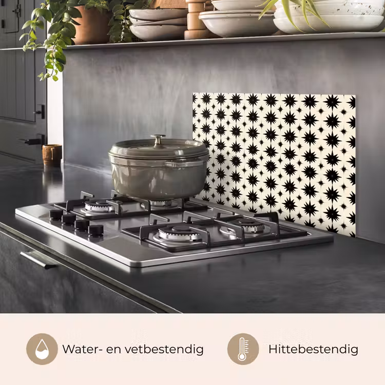 Spatscherm keuken - Stervormen - Geometrisch - Zwart — 2