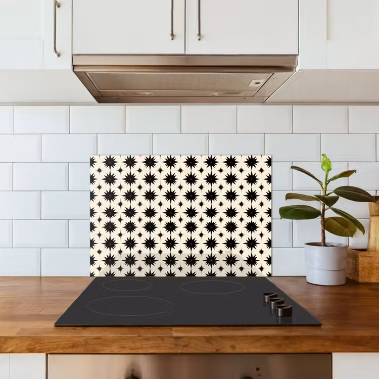 Spatscherm keuken - Stervormen - Geometrisch - Zwart — 3