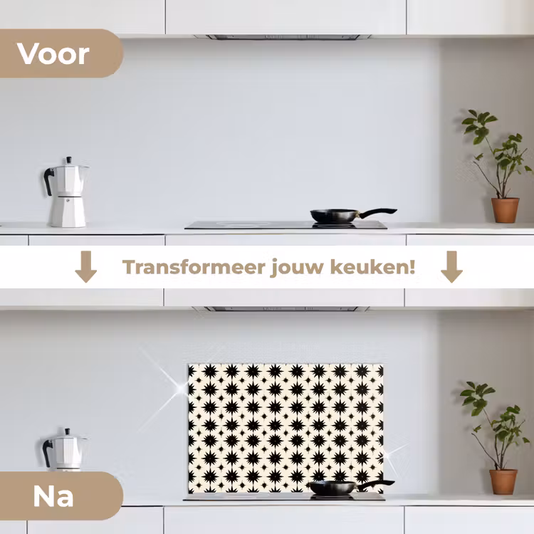 Spatscherm keuken - Stervormen - Geometrisch - Zwart — 7
