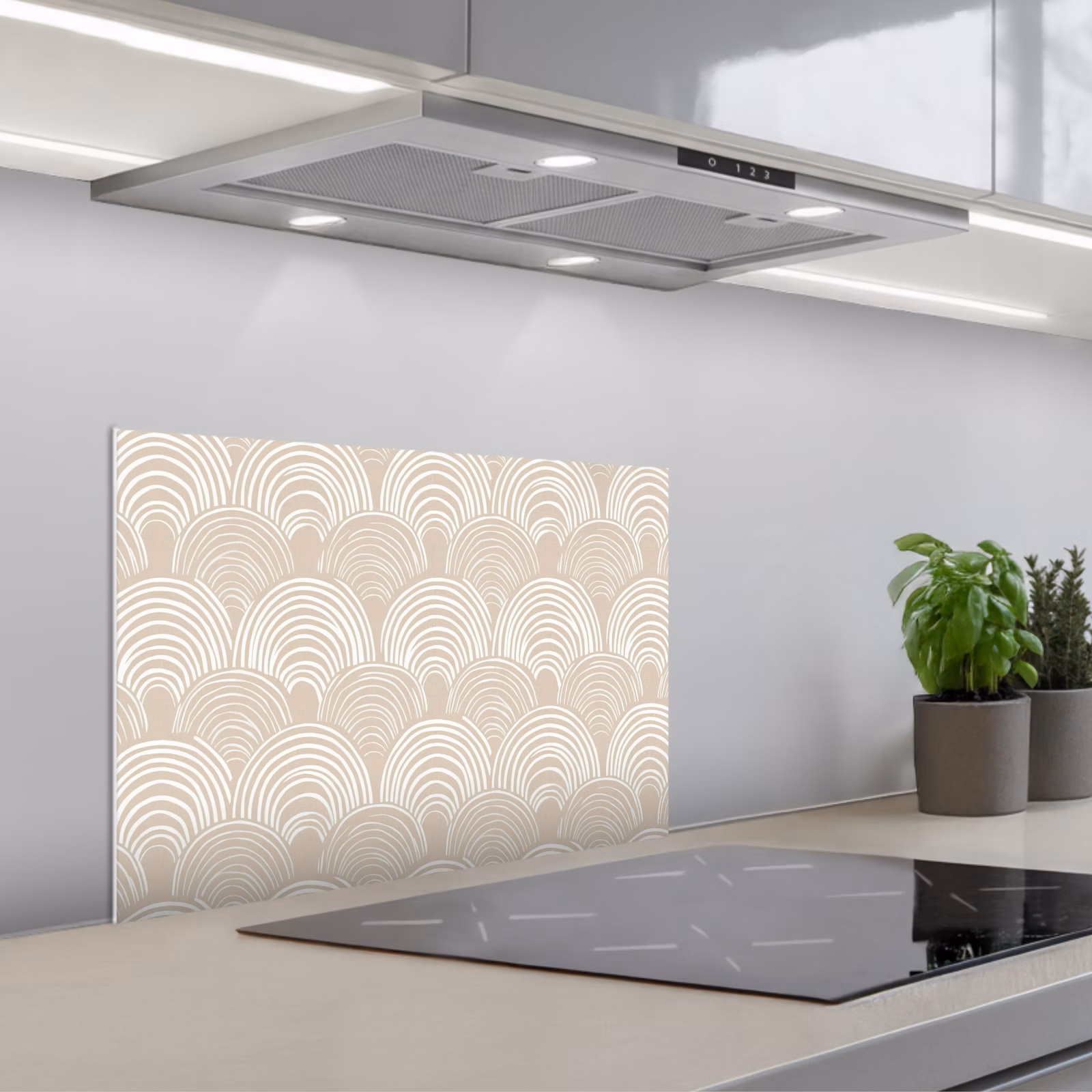Spatscherm keuken - Golven - Structuur - Beige — 1