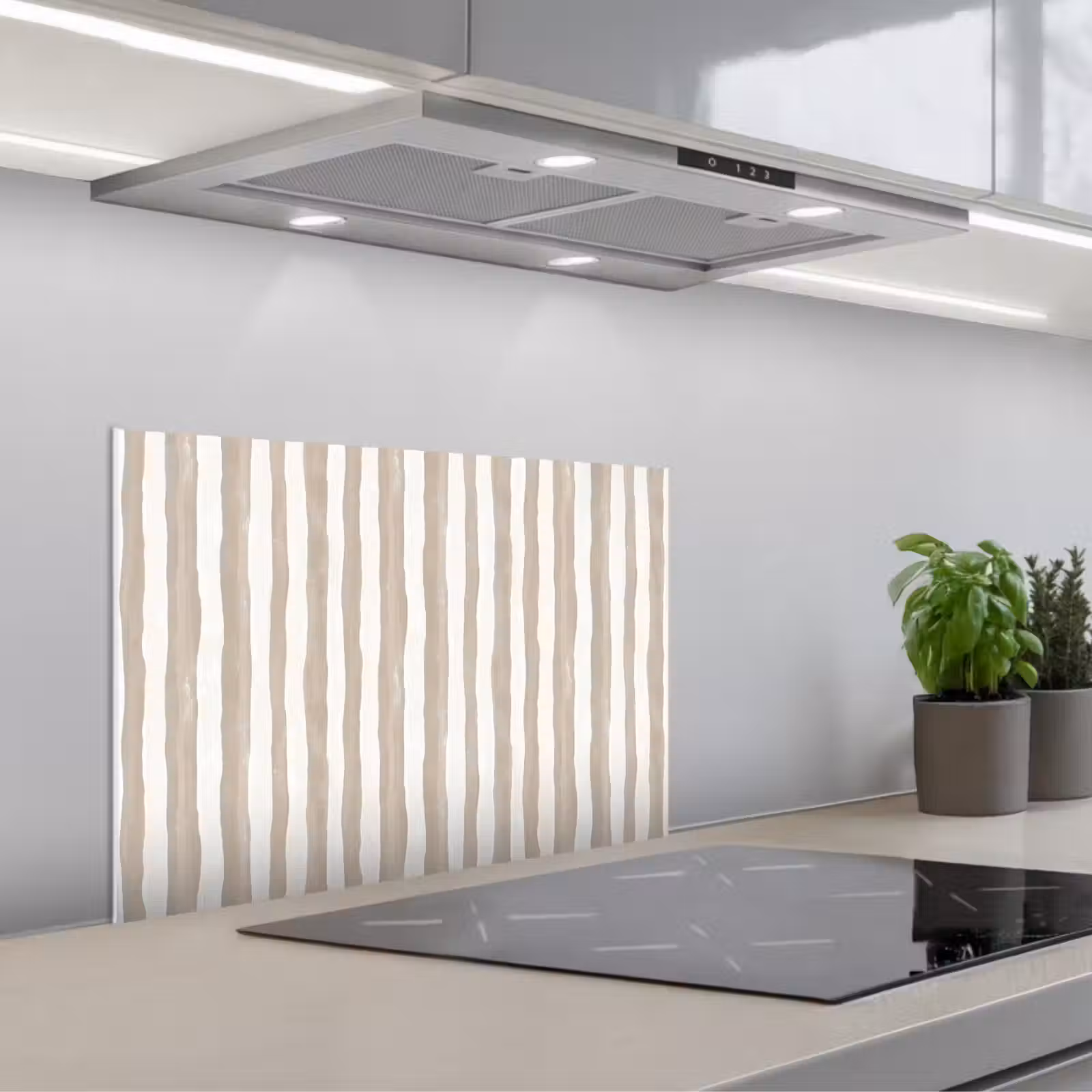 Spatscherm keuken - Minimalistisch - Strepen - Beige — 1