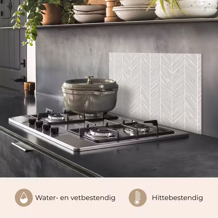 Spatscherm keuken - Klassiek - Visgraat - Grijs — 2