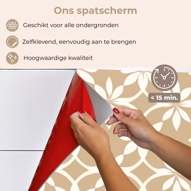 Spatscherm keuken - Bloemen - Patroon - Beige — 4