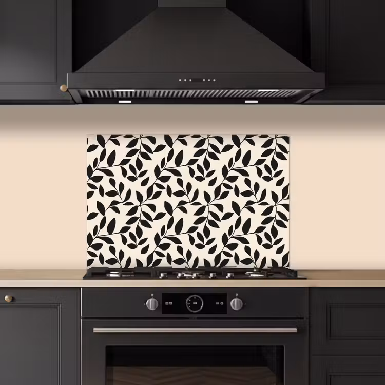 Spatscherm keuken - Elegant - Patroon - Zwart - Beige — 5
