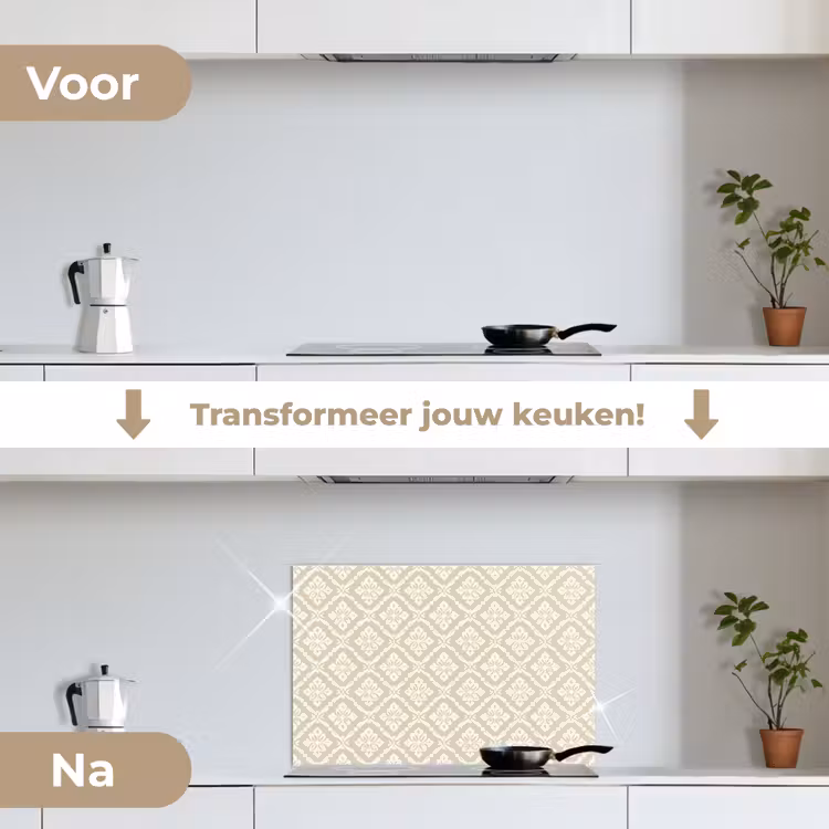 Spatscherm keuken - Floraal - Ornament - Beige — 7