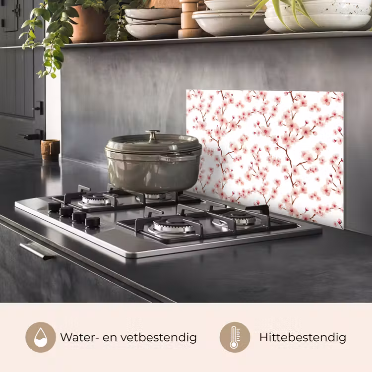 Spatscherm keuken - Kersenbloesem - Takken - Roze — 2