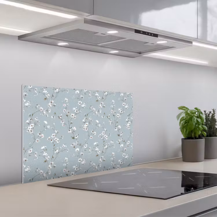 Spatscherm keuken - Klassiek - Bloemen - Blauw — 1