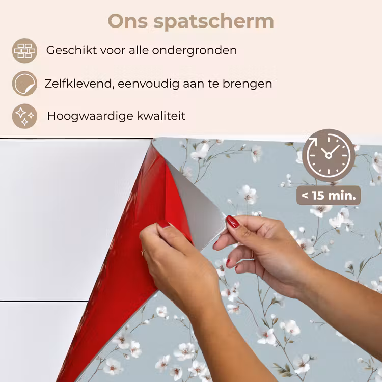 Spatscherm keuken - Klassiek - Bloemen - Blauw — 4