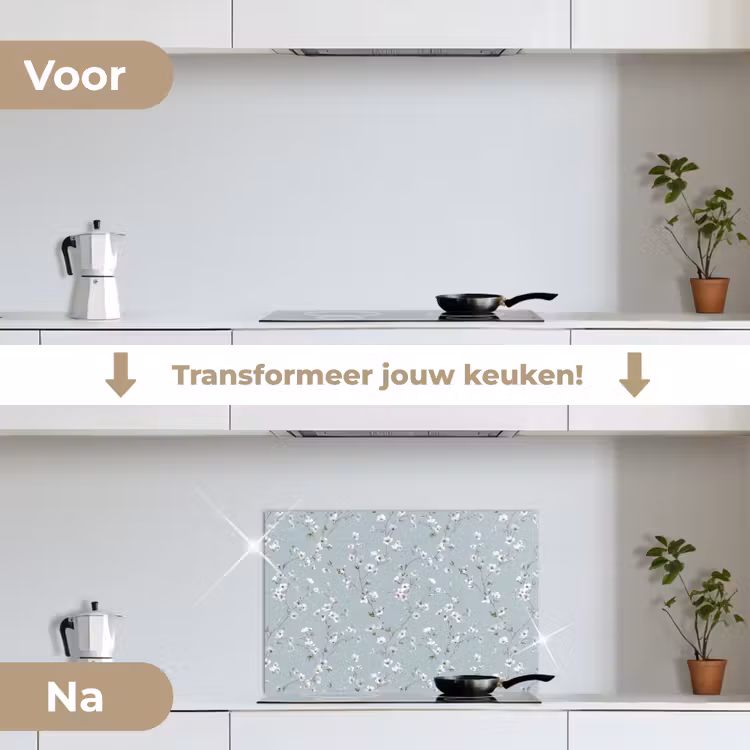 Spatscherm keuken - Klassiek - Bloemen - Blauw — 7