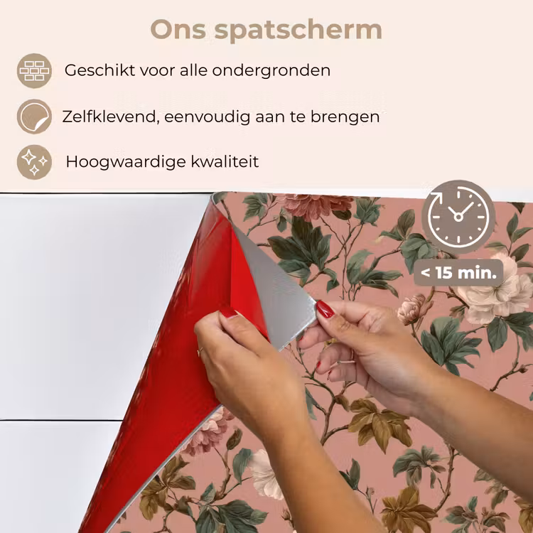 Spatscherm keuken - Bloemen - Klassiek - Roze — 4