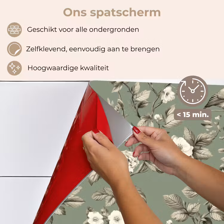 Spatscherm keuken - Botanisch - Vogels - Groen — 4