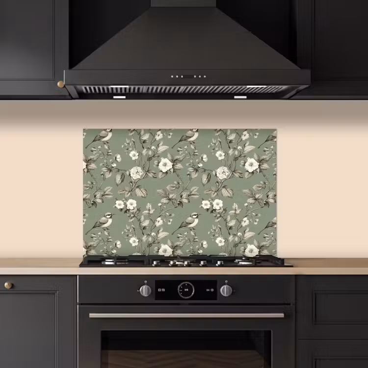 Spatscherm keuken - Botanisch - Vogels - Groen — 5