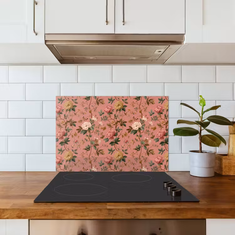 Spatscherm keuken - Klassiek - Botanisch - Roze — 3