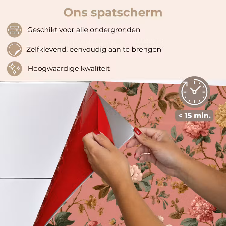 Spatscherm keuken - Klassiek - Botanisch - Roze — 4