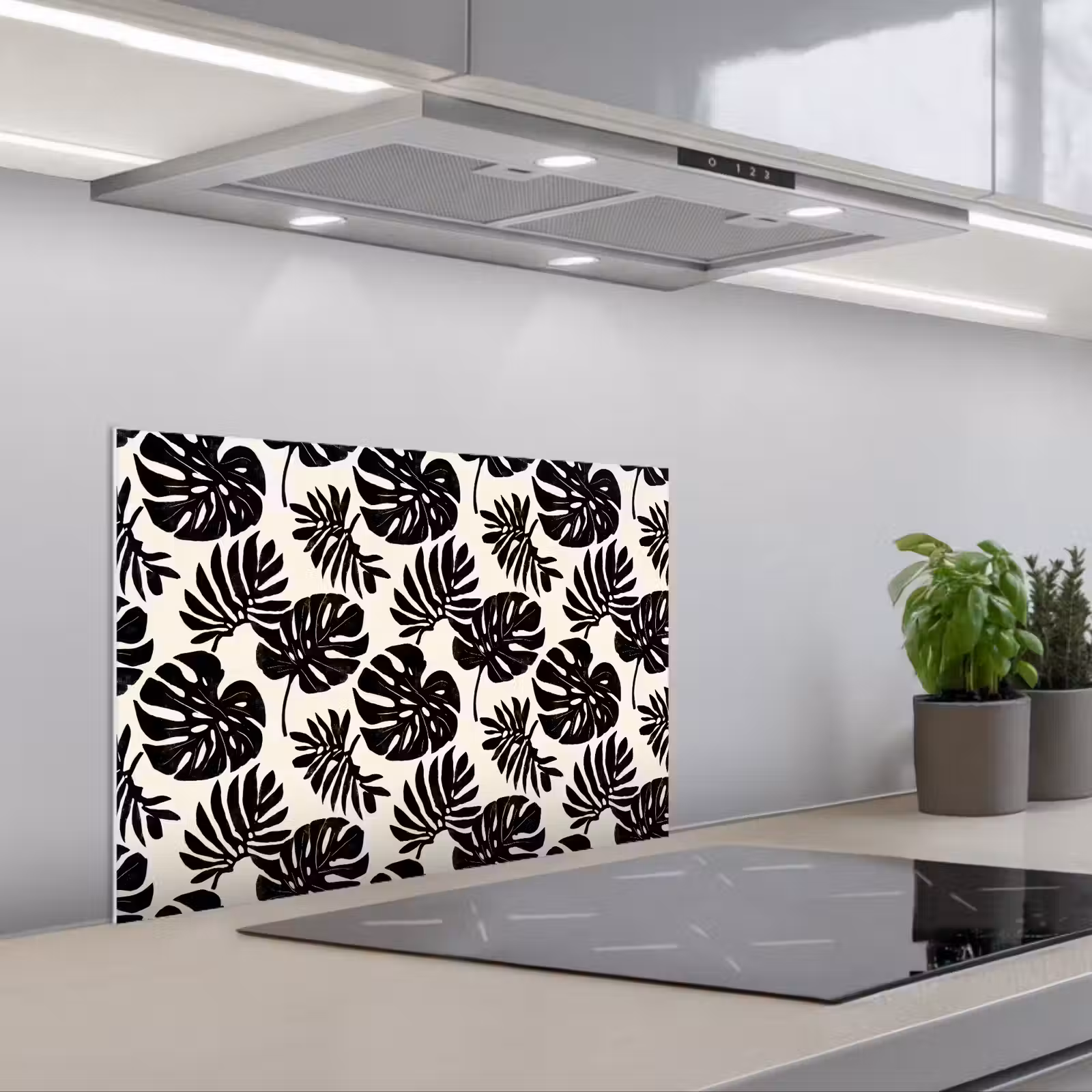 Spatscherm keuken - Modern - Monstera - Zwart — 1