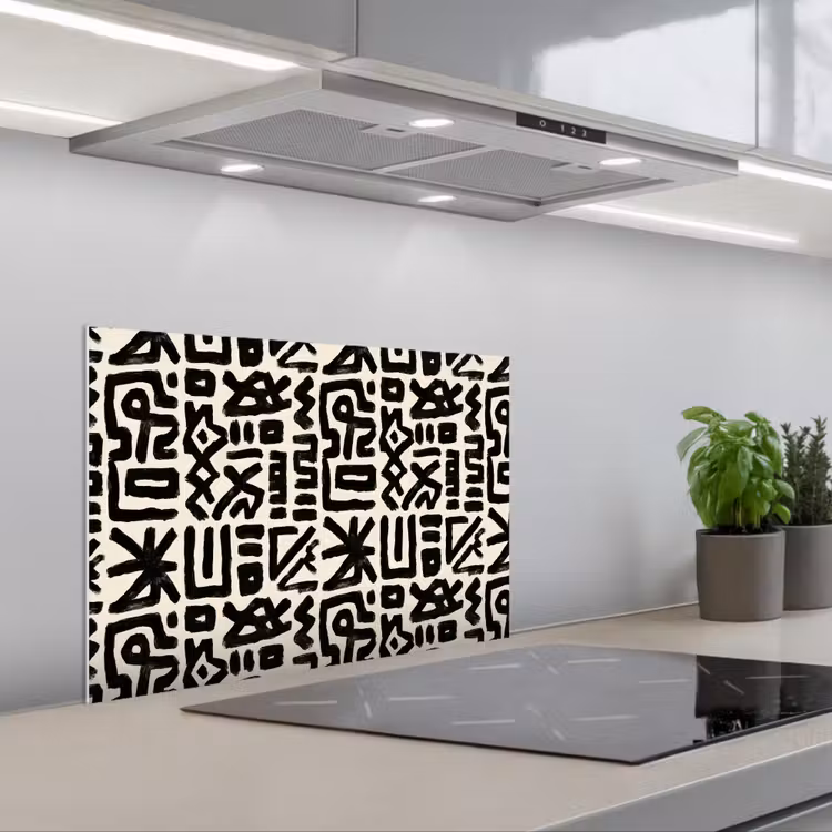 Spatscherm keuken - Geometrisch - Figuren - Zwart — 1