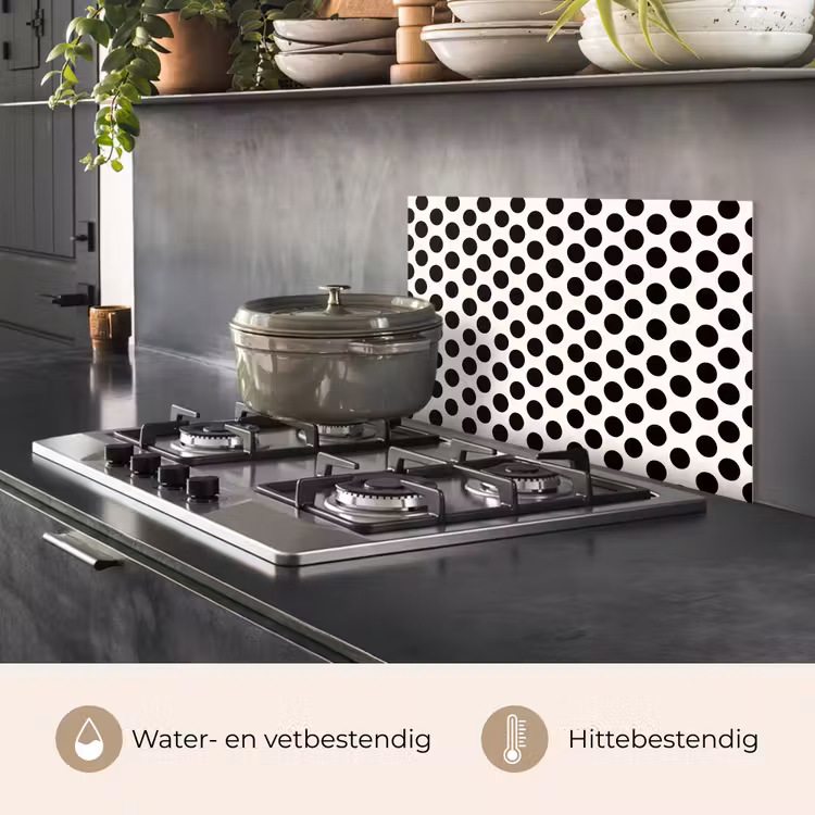 Spatscherm keuken - Klassiek - Stippen - Zwart — 2