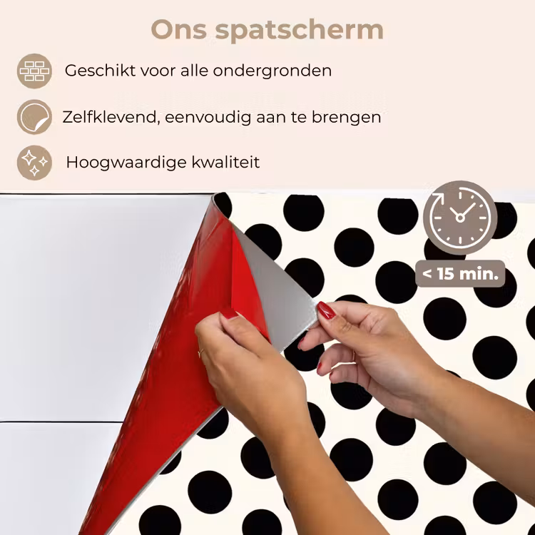 Spatscherm keuken - Klassiek - Stippen - Zwart — 4
