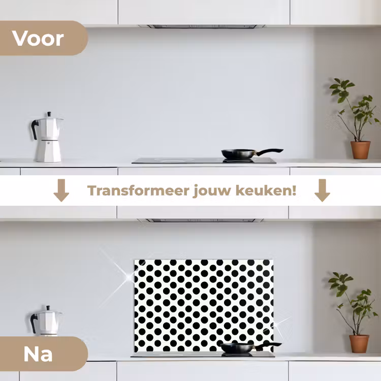 Spatscherm keuken - Klassiek - Stippen - Zwart — 7