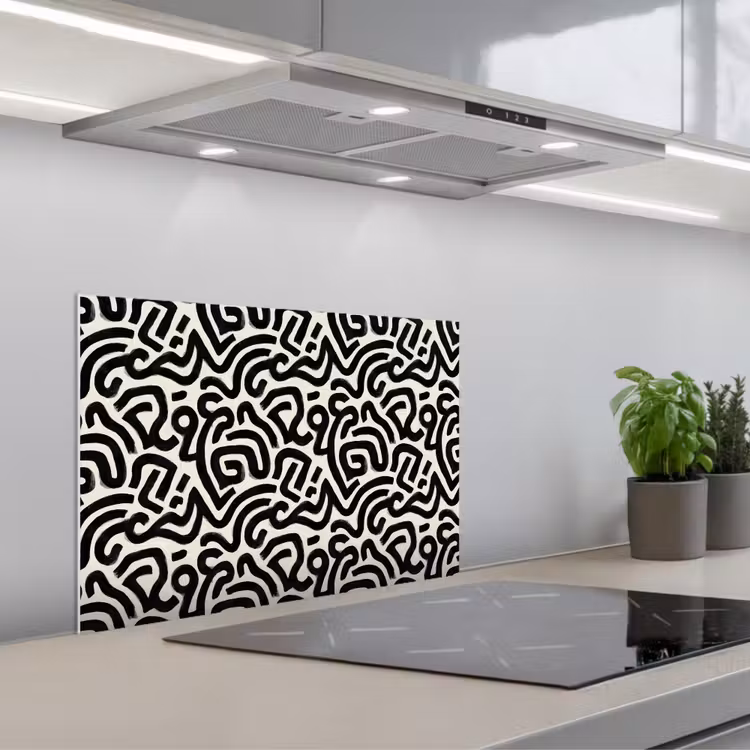 Spatscherm keuken - Modern - Abstract - Zwart — 1
