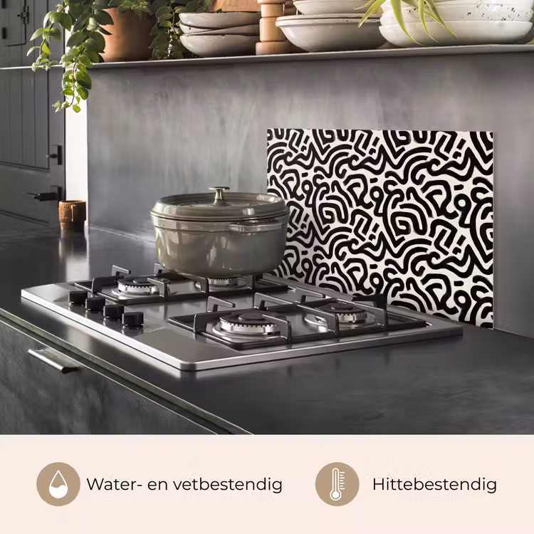 Spatscherm keuken - Modern - Abstract - Zwart — 2