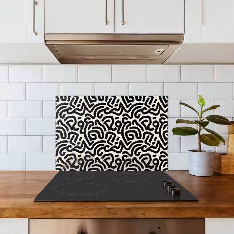 Spatscherm keuken - Modern - Abstract - Zwart — 3