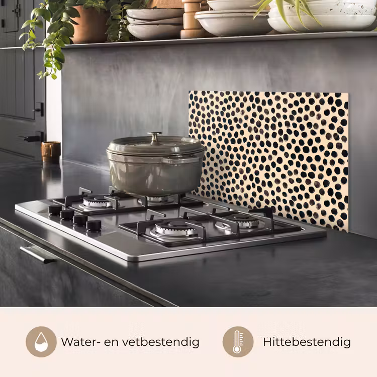 Spatscherm keuken - Stippen - Patroon - Zwart — 2