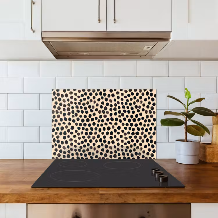 Spatscherm keuken - Stippen - Patroon - Zwart — 3