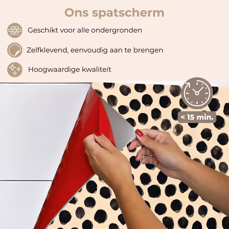 Spatscherm keuken - Stippen - Patroon - Zwart — 4