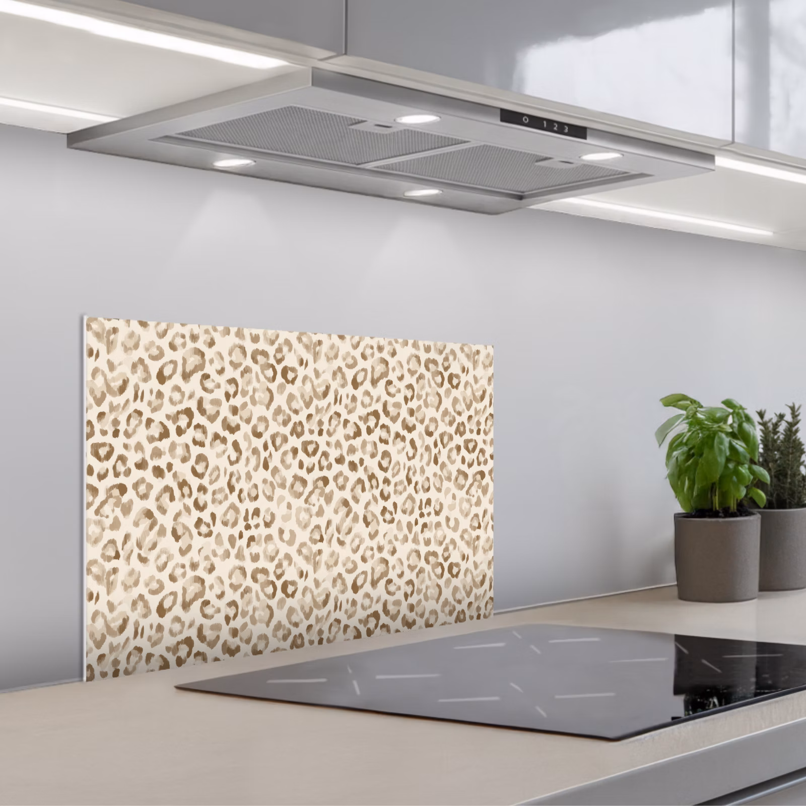 Spatscherm keuken - Luipaard - Klassiek - Beige — 1