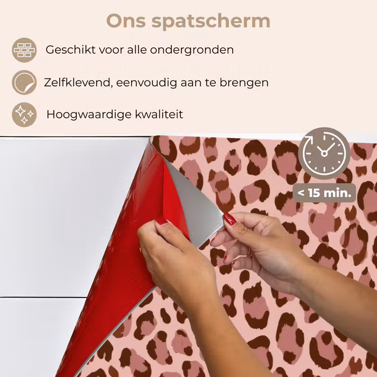 Spatscherm keuken - Luipaard - Patroon - Roze — 4